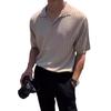 Trendiges Poloshirt mit Revers im koreanischen Stil für Herren – kurzärmliges, hübsches, reifes, einfarbiges Strickoberteil