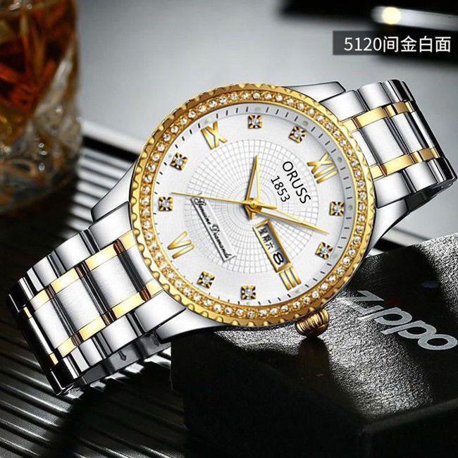 Watch Women'S Fashion Versatile Calendar Luminous Diamond-Encrusted Fine Steel Belt Women'S Watch Student Watch