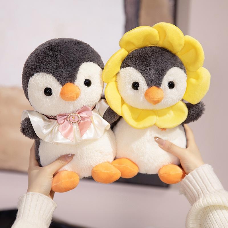 Nouă Păpușă Pinguin Floarea-Soarelui Jucărie de Pluș Păpușă de Cârpă pentru Copii Păpușă Pinguin Mantie Păpușă Pinguin