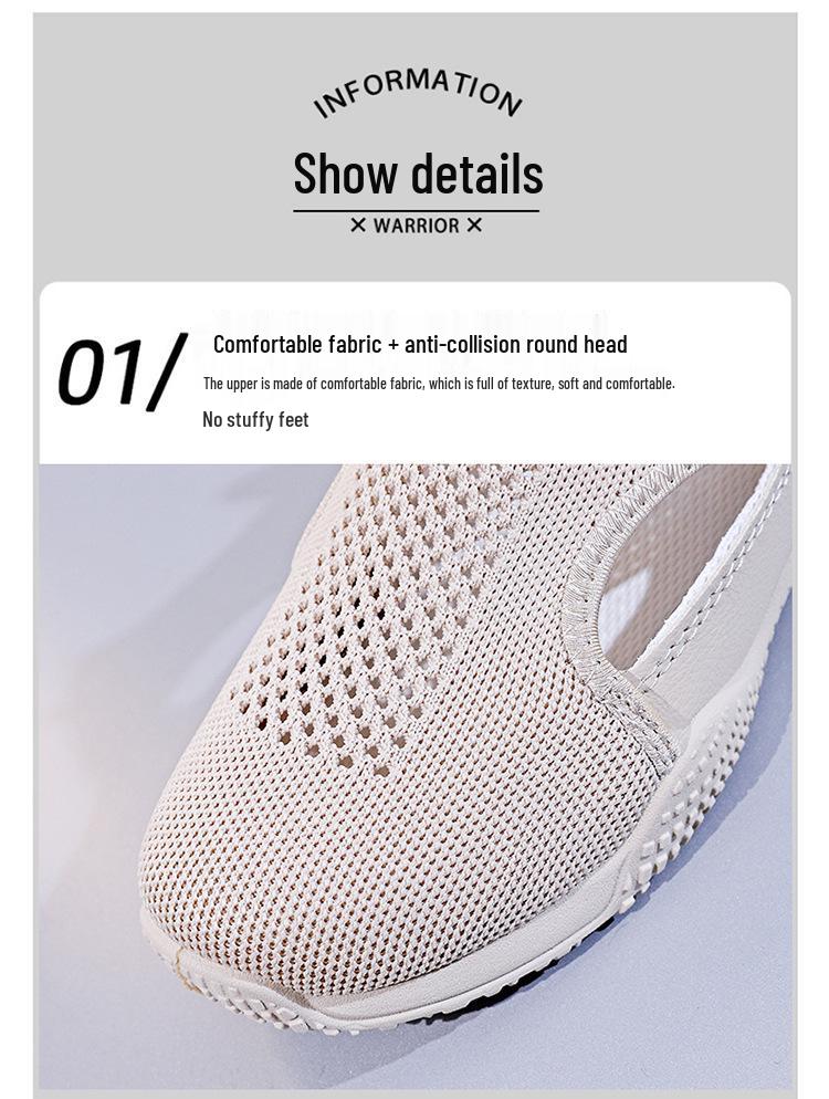 2025 Girls' Summer Korean Style Flyknit Hollow-Out Casual White Shoes K1506