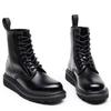 Martin Boots Damen Hartleder Rein Schwarze Linie Kurze Stiefel Herren- und Damenlederstiefel Runde Spitze Trend Lokomotivstiefel