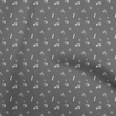 Tissu en coton flexible gris pour vélo, tissu à coudre au mètre, imprimé, bricolage, vêtements, fournitures de couture, 40 pouces
