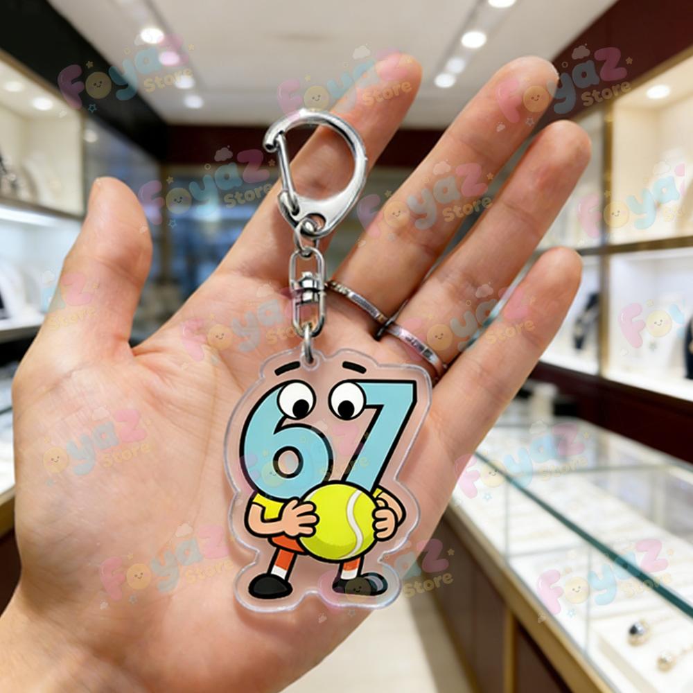 

Creative 67 Boy Meme Keychain Accessories Bag 6 7 Funny Badminton Golf Cute Cartoon Keyrings Jewelry Gifts for Sports Athlete