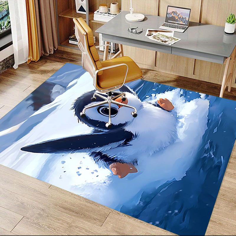 1PC Penguin Snow Non-Slip Floor carpet, suitable for Office, bedroomand playrooms. It can also be used as a sofa footrest cover-T60