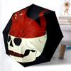 1pc Cat Skull Automatic Umbrella - 8-Rib Portable Folding Black Iron Frame for Outdoor, Beach, Travel, Beach Umbrella,039