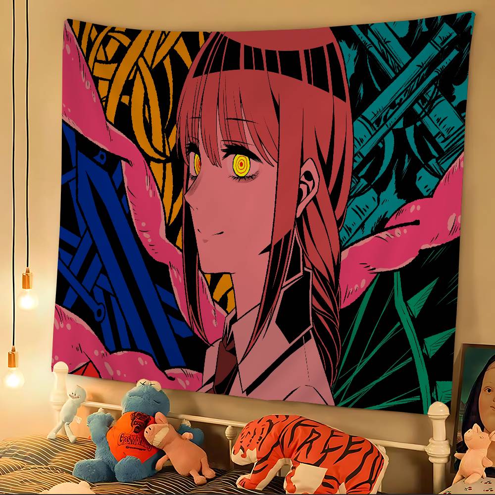 Anime Chainsaw Man Tapestry Art Printing Japanese Wall Tapestry Anime Wall Hanging Home Decor