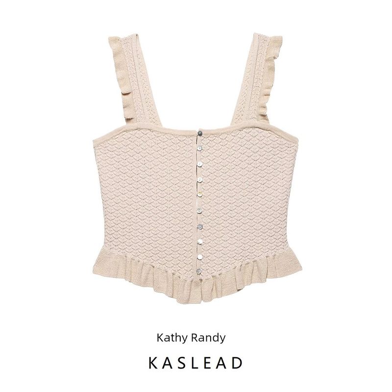 Kaslead New Women Clothes Western Style Fashion Simple Corset Knitted Top 4192039