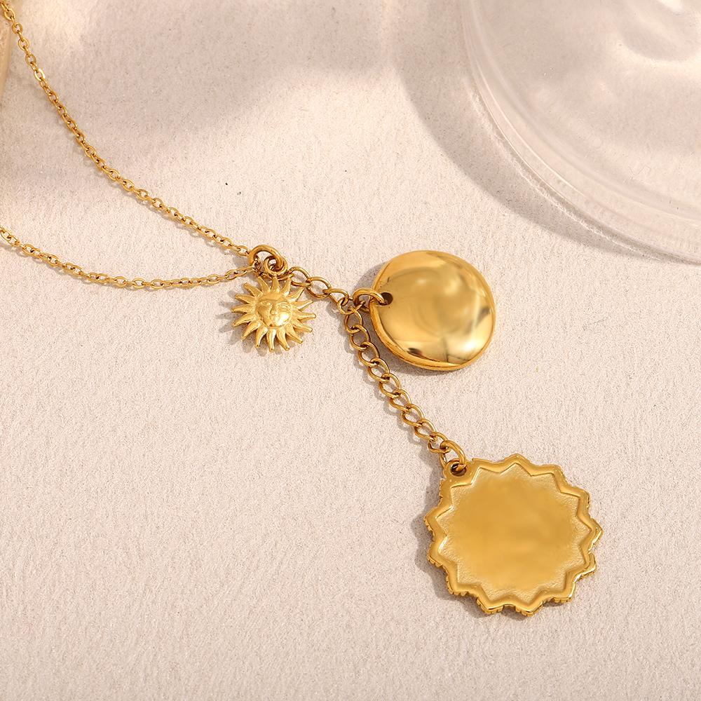 MamacitaSlay Exclusive Stainless Steel Sun Moon Star Devil's Eye Long Pendant Necklace For Women's Party Waterproof Jewelry Gift