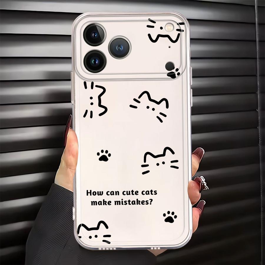 Cute Kitten Paw Prints Soft Phone Cover Case for iPhone 17 Pro Max 15 14 Plus 13 Pro XR XS Max 16 7 8 12 Mini Air 11