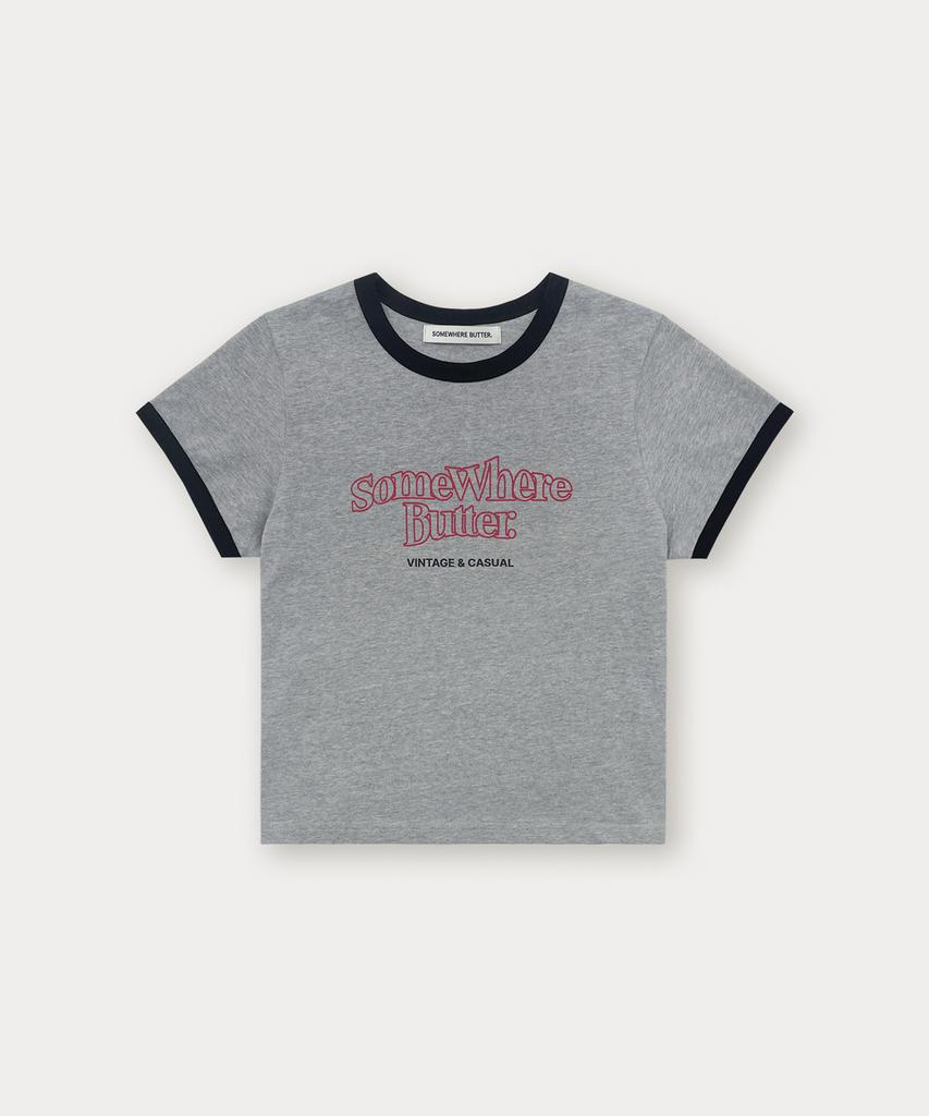 Sseomweeobeoteo Wave Logo Ringer Top - Gray(Black)