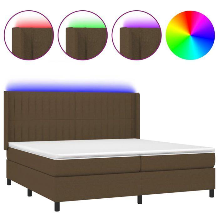 VidaXL Slat Bed Base with Mattress and LEDs, Upholstered Bed with Headboard, Double Bed, Adult Bedroom Bed, 3138504