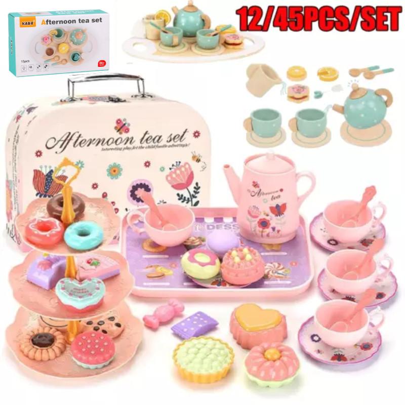 Children's Wooden Ice Cream Shop Pretend Play Dessert Set With Realistic Tea Accessories