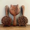 Charming Kitten Shape Solid Wood Massage Comb - Women's Air Cushion Scalp & Meridian Relief