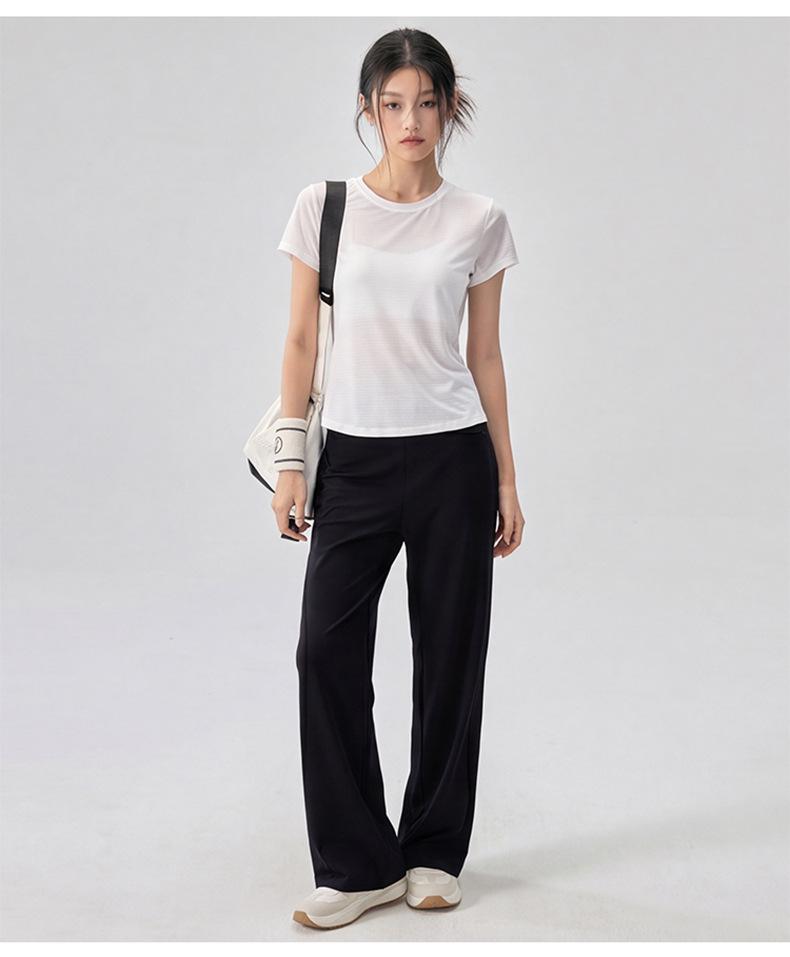Women's Lightweight Cross-Cutout Yoga T-Shirt - Breathable Textured Short Sleeve Slim Fit for Summer Fitness
