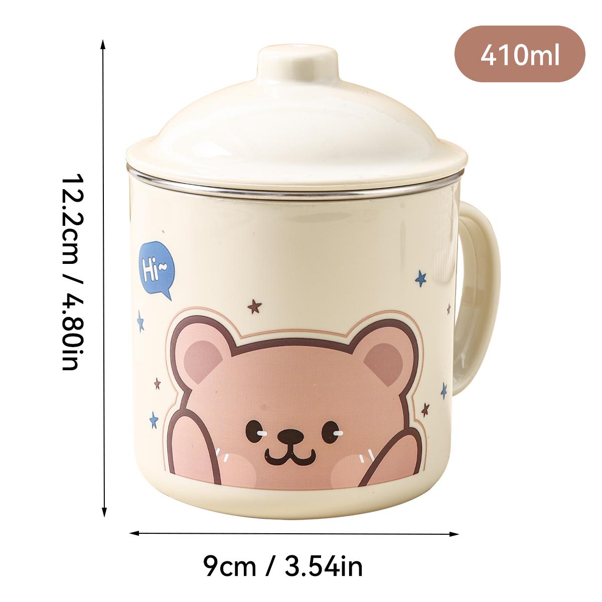 

Cartoon Double-layer 304 Stainless Steel Coffee Mug Insulated Anti-Scalding Drinking Cup for Kids with Lid And Handle Drinkware 401-500ml