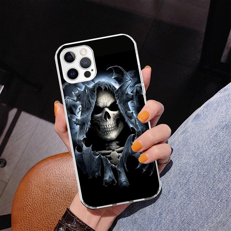 Reaper Skull Skeleton Gun Phone Case For iPhone 17 Air 16 Pro Max 16E 15 + 14 Plus 11 12 13 Mini 7 8 SE Gift Print Cover Fundas