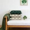 Practical Tufted St. Patrick'S Day Cushion Cover Zipped Embroidery Lucky Clover Pillowcase Square Throw Pillow Cover Bed Room