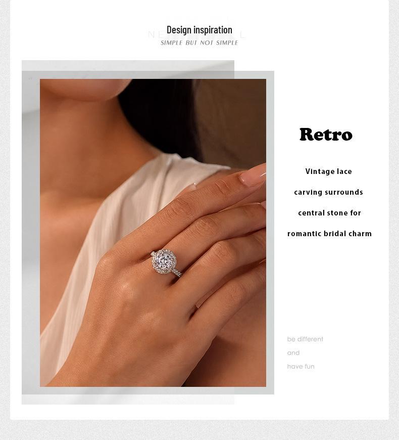 S925 Sterling Silver Twisted Moissanite Ring with Four-Prong Setting for Women