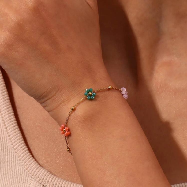 Flower Bead Bracelets Necklace Sweet Cute Choker Necklace Stackable Bangle