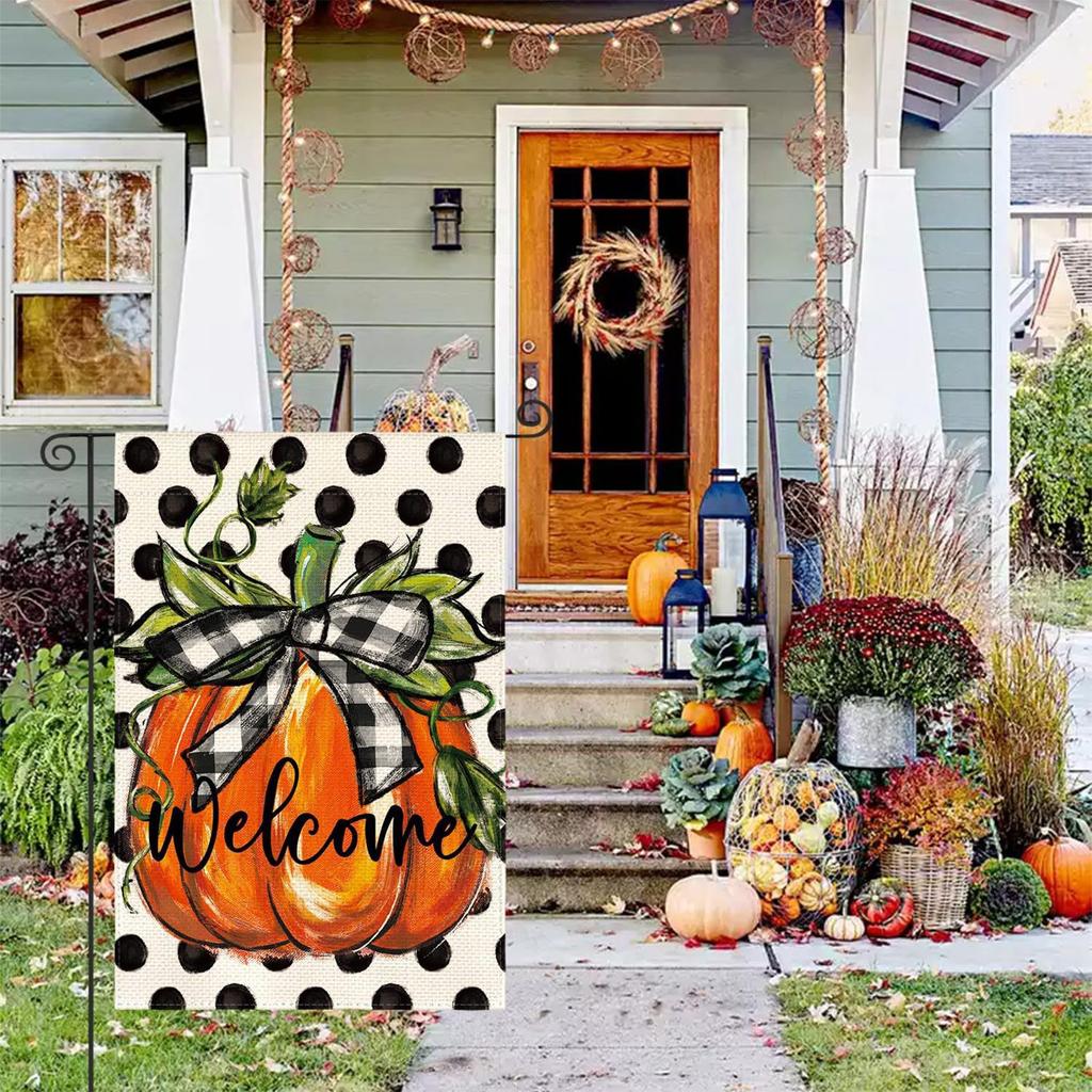 Autumn Celebration Courtyard Decoration Printed Linen Flag