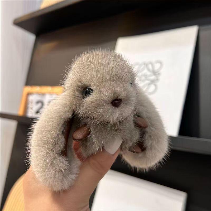 Adorable Rabbit Faux Mink Fur Plush Keychain Toy - Cute Ornament & Birthday Gift