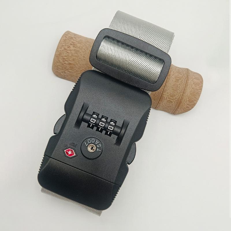 Solid Color Nylon Luggage Strap with Herringbone Pattern, Password Lock, and One-Word Handle