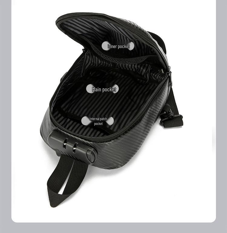 Men's Waterproof Nylon Crossbody Bag with Combination Lock for Outdoor Use