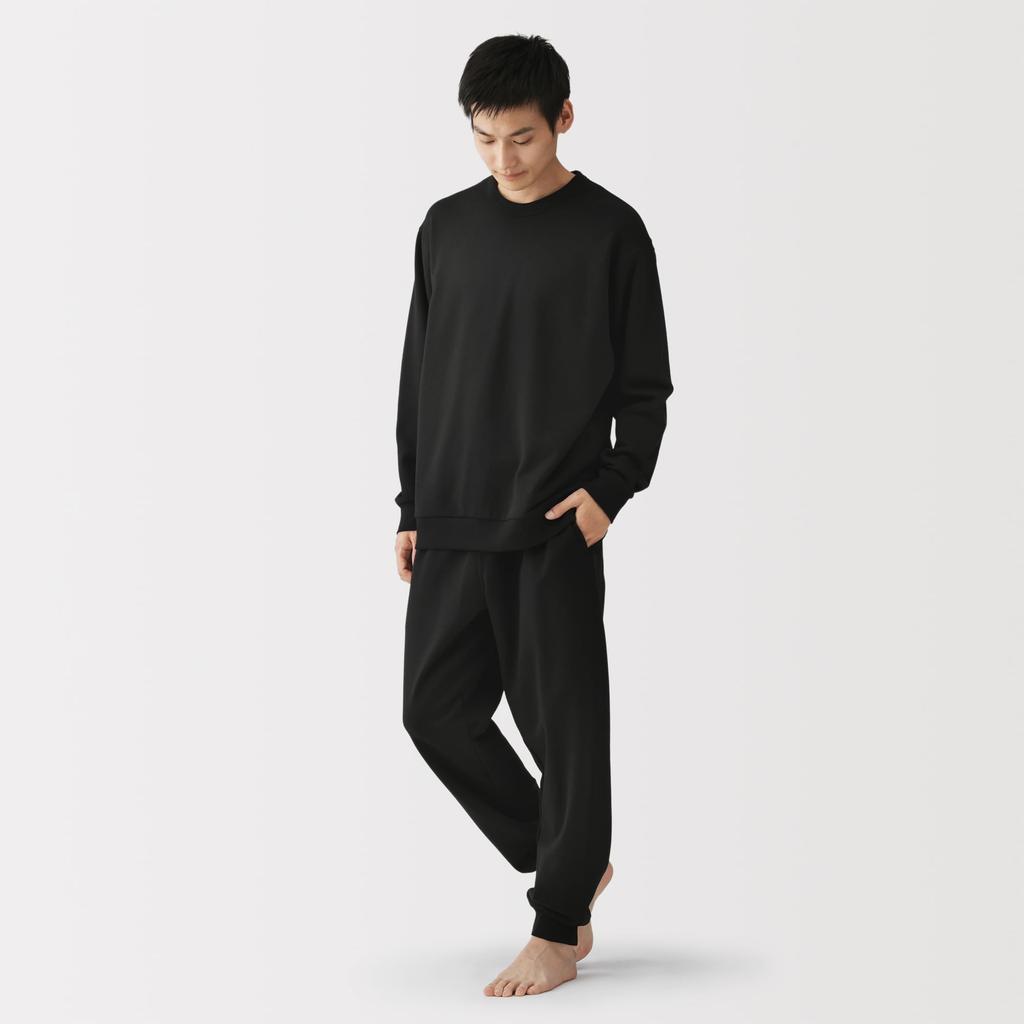 MUJI Cotton Fleece Loungewear Set FB0ZYA6S Black L Men's Long-Sleeve