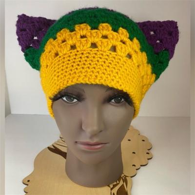 Nová ručně háčkovaná čepice s králičími uši, personalizovaná módní dospělá čepice s králičími uši