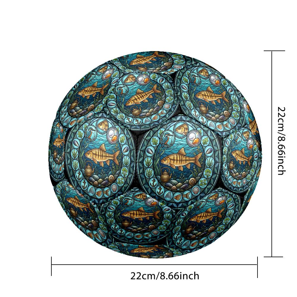 Marine Life Glass Round Football Size 5 Adult Ball Suitable for Training Matches and Outdoor Team.