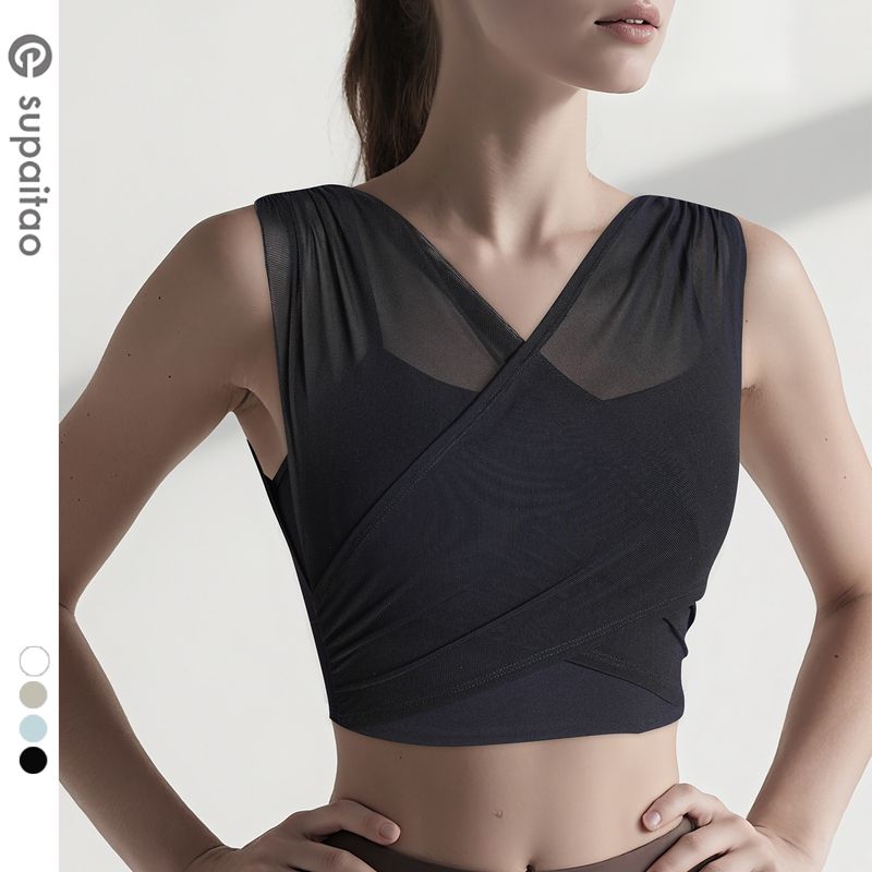 

Clearance Non-Exchangeable Non-Returnable] Outwear Yoga Vest Sleeveless Workout Clothes Tops Slim-Fit with Brassiere Pad Sports T-Shirt Women Black M