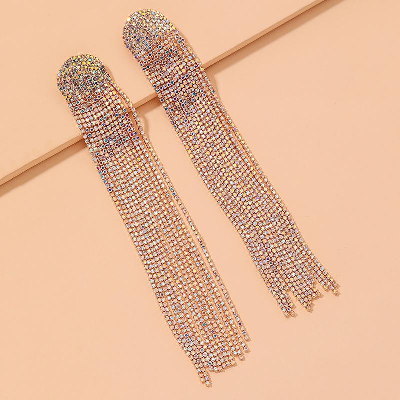 

Silver Needle Rhinestone Tassel Earrings - Elegant, Fashionable, High-End Design for Women