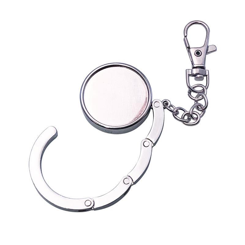 Simple Round Metal Folding Bag Hook Holder Portable Handbag Hooks Keychain Table Side Hangers Multipurpose Non-Slip Hook