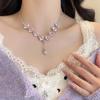 Diamond-encrusted flower stud earrings necklace, sweet and elegant temperament, versatile jewelry set, light luxury and high-end jewelry.