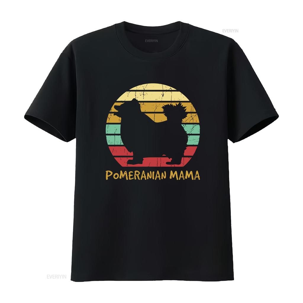 Pomeranian Dog Mama SunseT T Shirt Retro Owner Animal Pet Lover Silhouette Vintage  Vintage Washed Stylish Stretched Streetwear