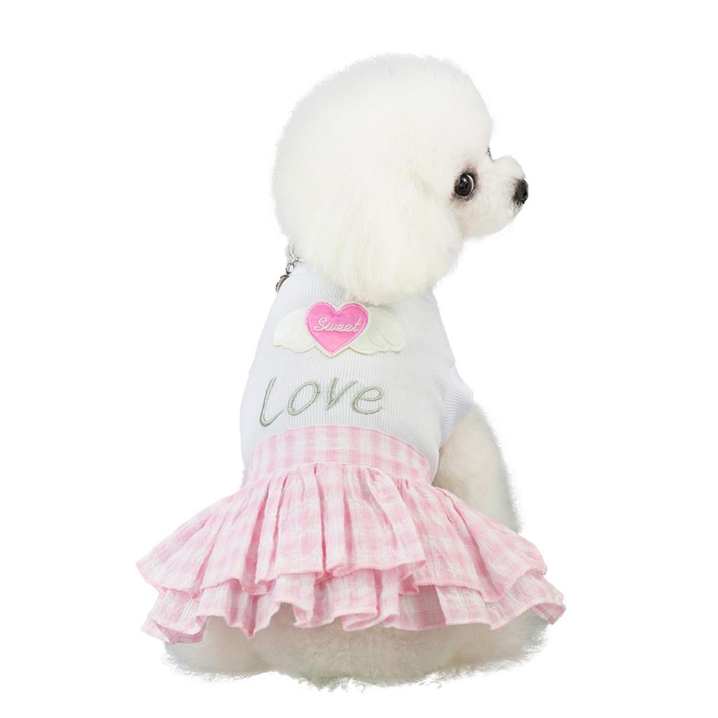 

Pet Spring And Summer Love Heart Print Skirt Dog Costumes Pet Dog Clothes рожевий