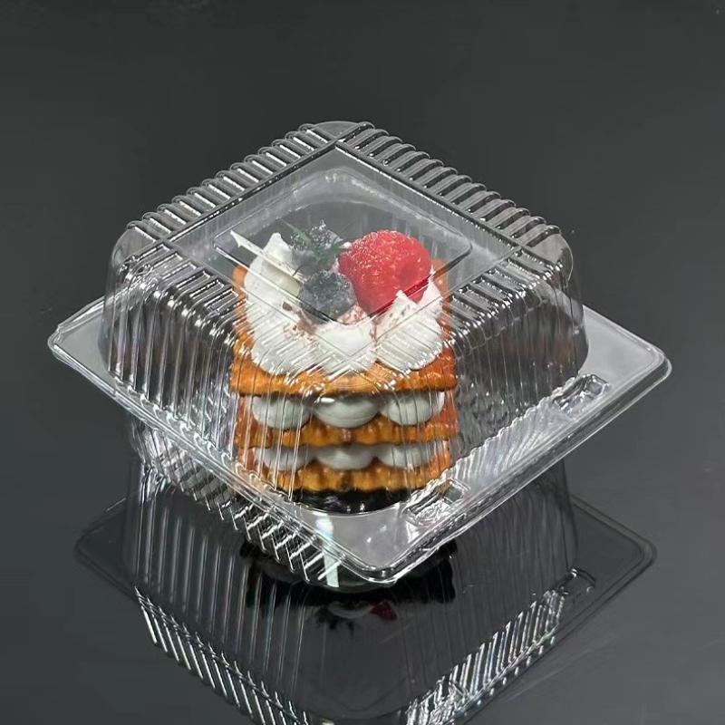 20/100/200Pcs Transparent Plastic Cake Box With Flip Cover Square Dessert Box Wedding Party Mousse Fruit Cake Food Packing Boxes