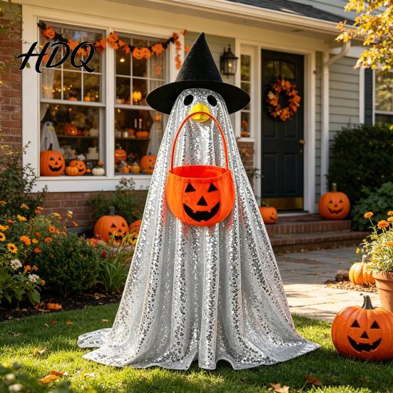 Statue Goose Costume Halloween Ghost Costume with Shiny Sequin Decor Soft Atmosphere Prop for Holiday Yard Decorations Accessories