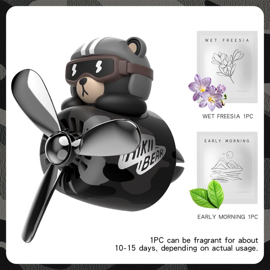 Pilot bear car ornaments vent clip decorations accessories interior rotating plane air fresheners perfume diffuser dashboard men