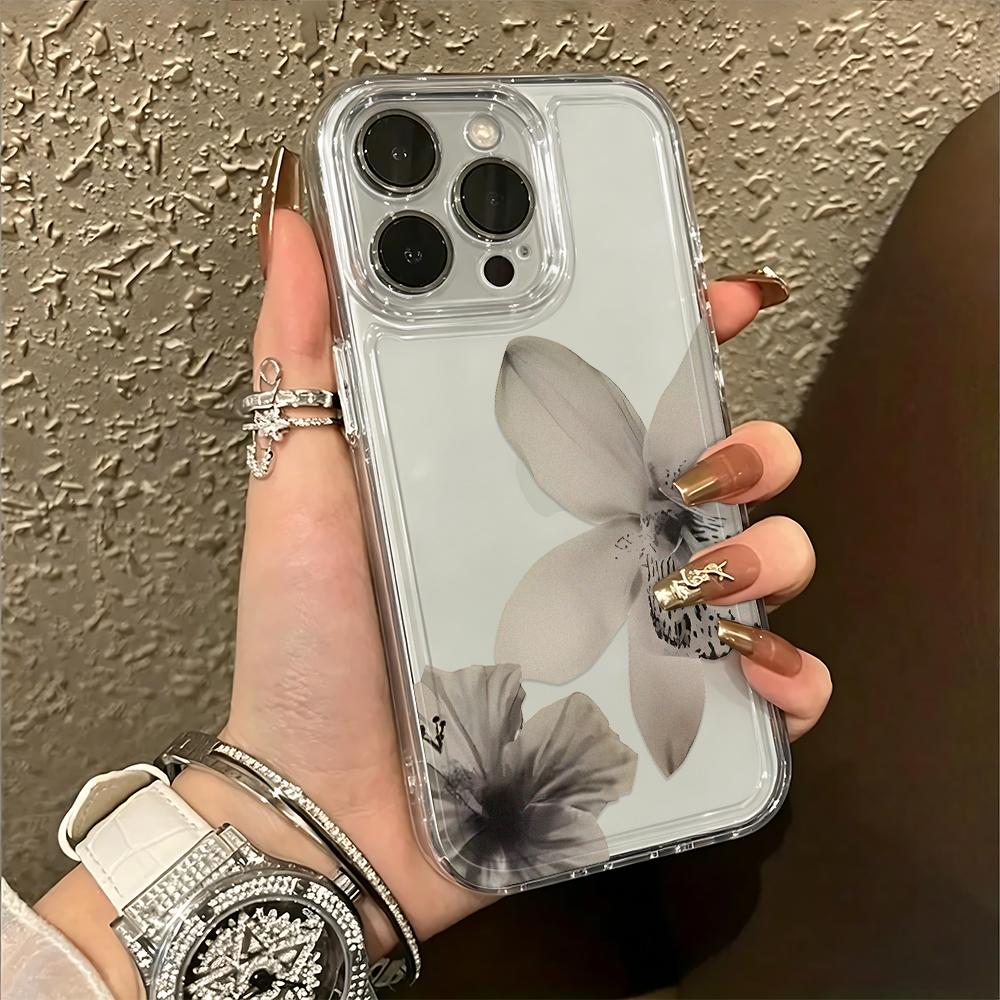 Gray Orchids Phone Case For Iphone 17E 16E 15 14 13 12 11 Pro Max Plus 17 Air Shockproof Anti-Fall Protective Cover