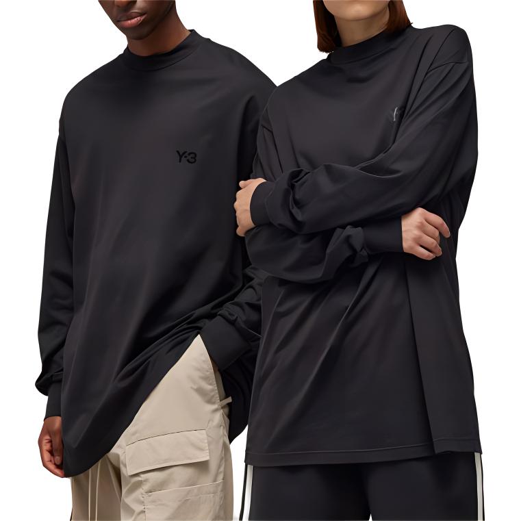 Adidas Mock Neck Tee Simple High Neck Long Sleeve T-Shirt Unisex Tops Black IV8228