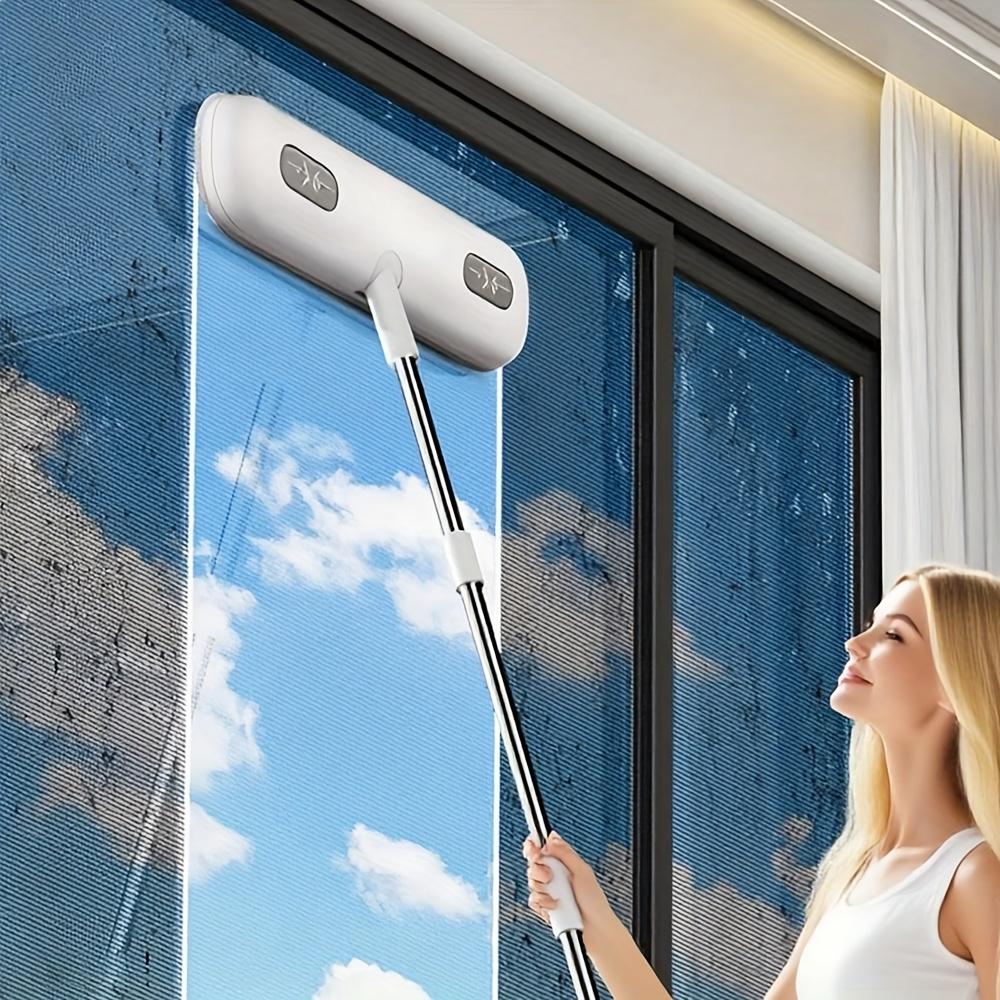 

1 шт. Многофункциональная присоска для завивки щетка для оконных сеток - Двусторонняя щетка для влажной/сухой уборки, Многоразовый прочный пластиковый инструмент для чистки сетки белый