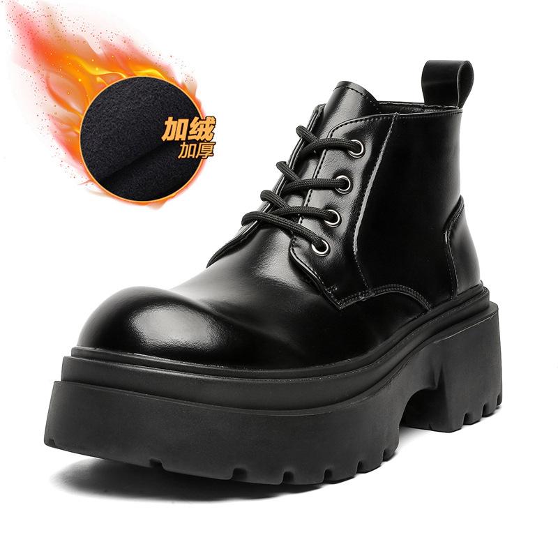 Martin boots men's British style spring locomotive tooling Chelsea boots breathable heightening mid-top leather shoes tide 22318-J