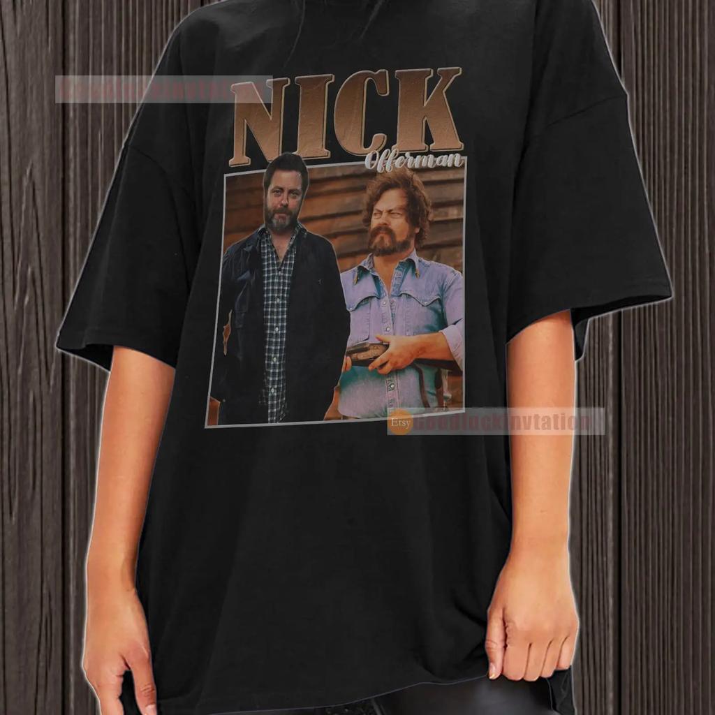 Nick Offerman T Shirt Cotton Vintage 90s Crewneck Vintage Washed Comfortable Slightly Versatile Unisex Fashion Homme