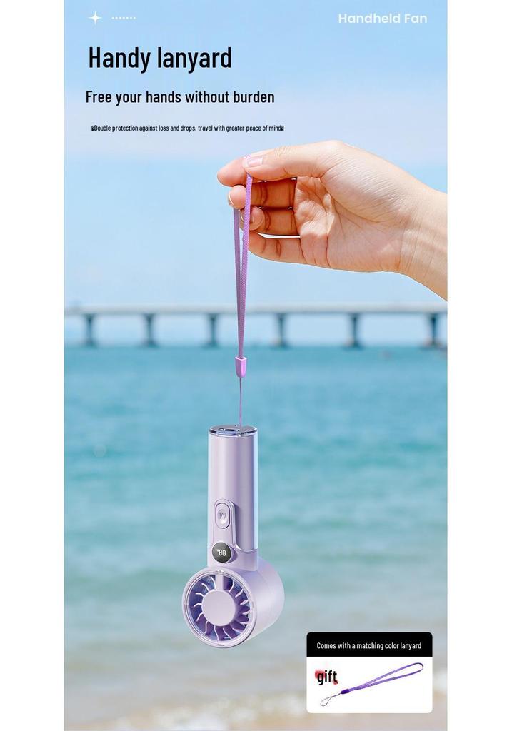 Portable Silent Handheld Fan with Digital Display and Long Battery Life for Outdoor Summer Cooling