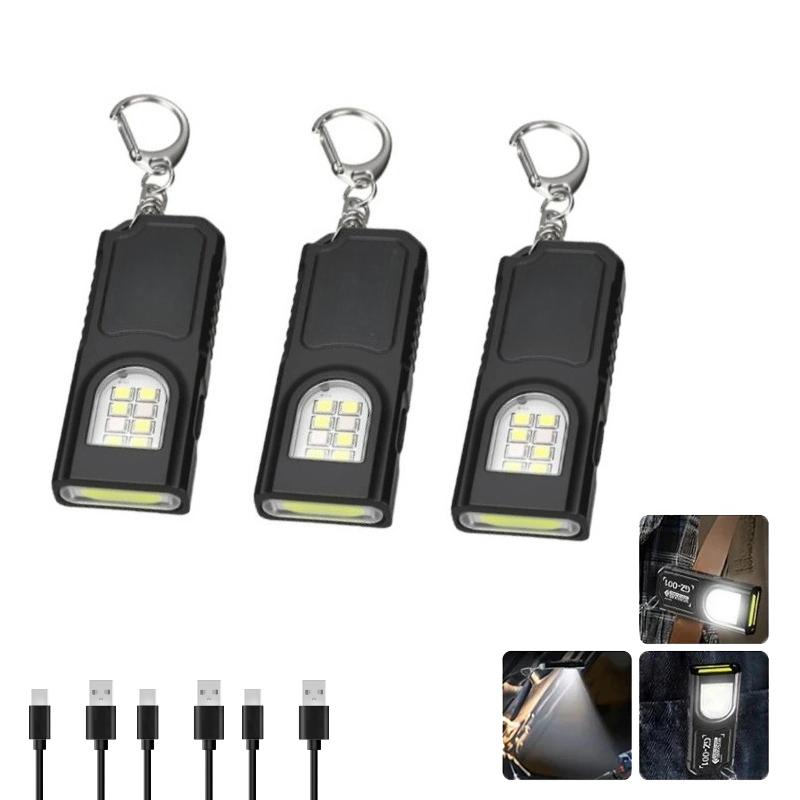 Multifunktionale LED-Taschenlampe Schlüsselanhänger Wiederaufladbare Mini-Taschenlampe mit COB-Arbeitslicht Schlüsselanhänger-Taschenlampe Camping Wandern Taschenlampe