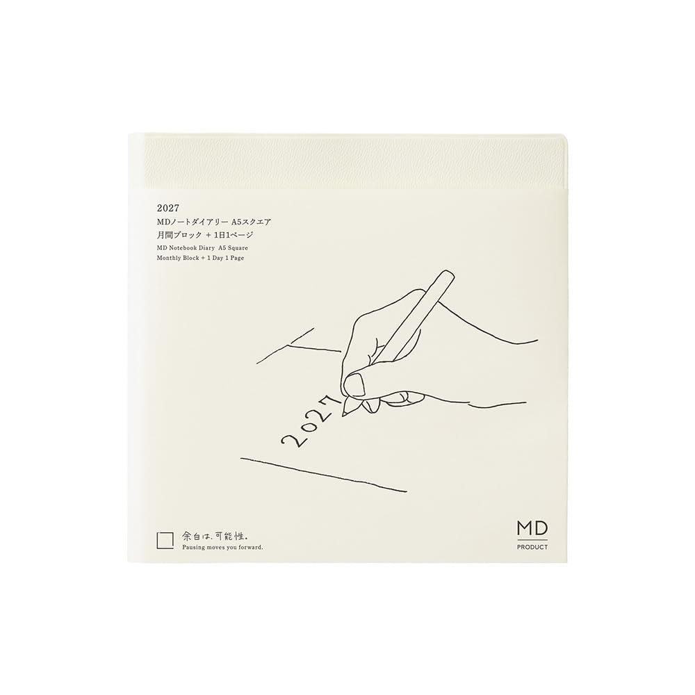 Midori MD PRODUCT MD Notebook Diary 2027 A5 Square Daily Planner, 1 Page Per Day, 22492006 (Starts December 2026)