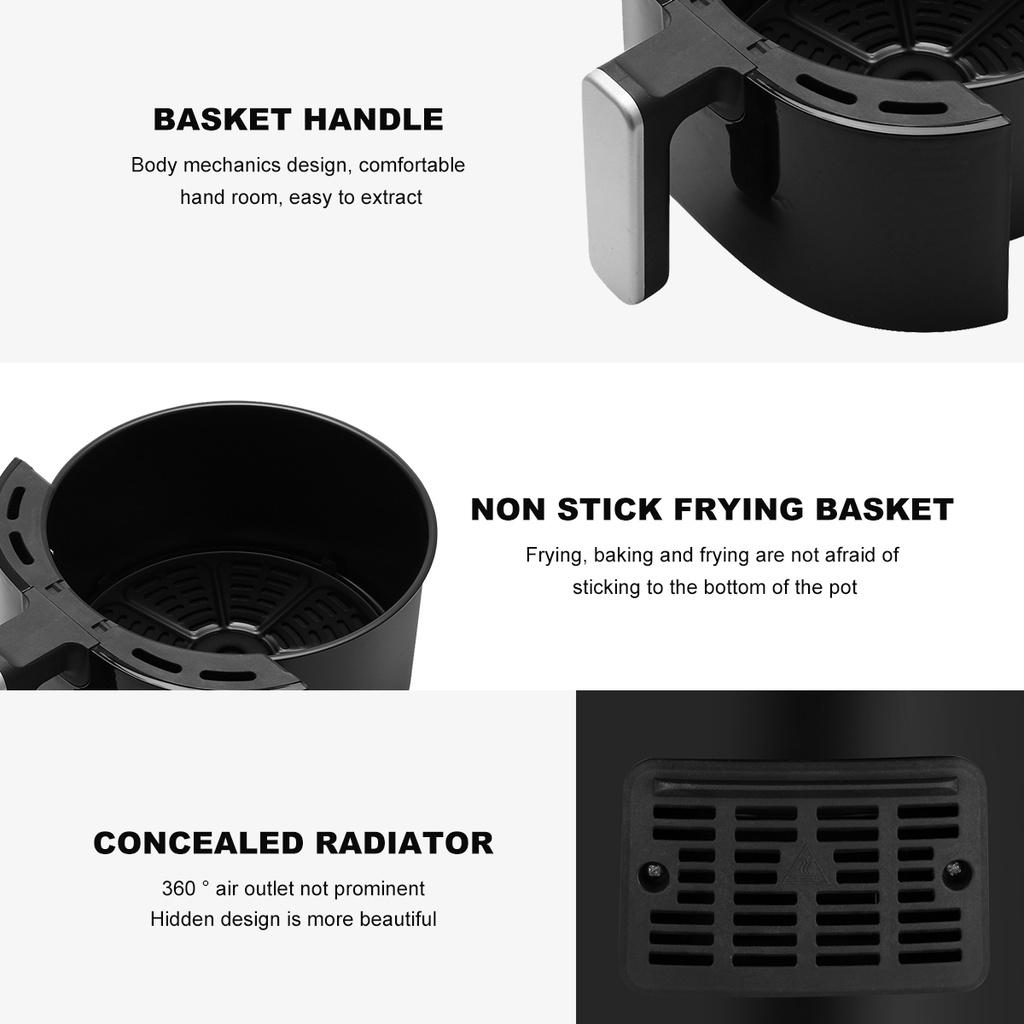 5L 360 Degree 220V Smart Electric Air Fryer Oven Home Cooking LCD Display Baking Deep Fryer Without Oil Electric Deep Fryer French Fries Cooker