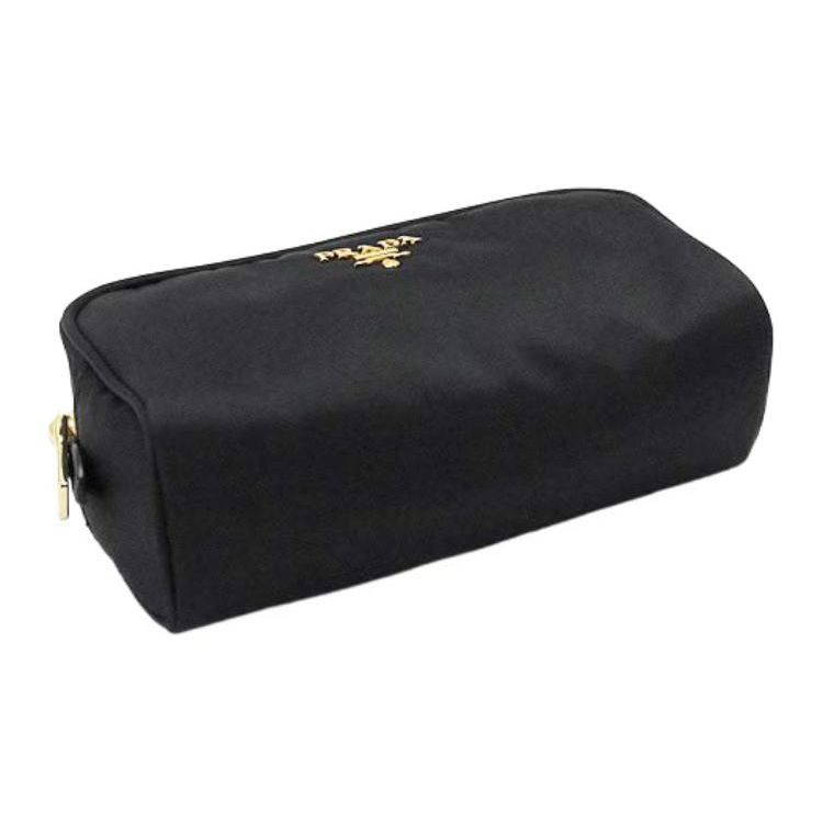 Prada Metal Accessory Zipper Nylon Clutch Small Women Clutch Black 1NE865_2AB5_F0002