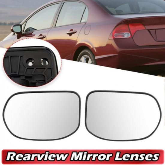 Left+ Right Side Rearview Mirror Glass Lens Assemblies For Honda Civic 2006-2011